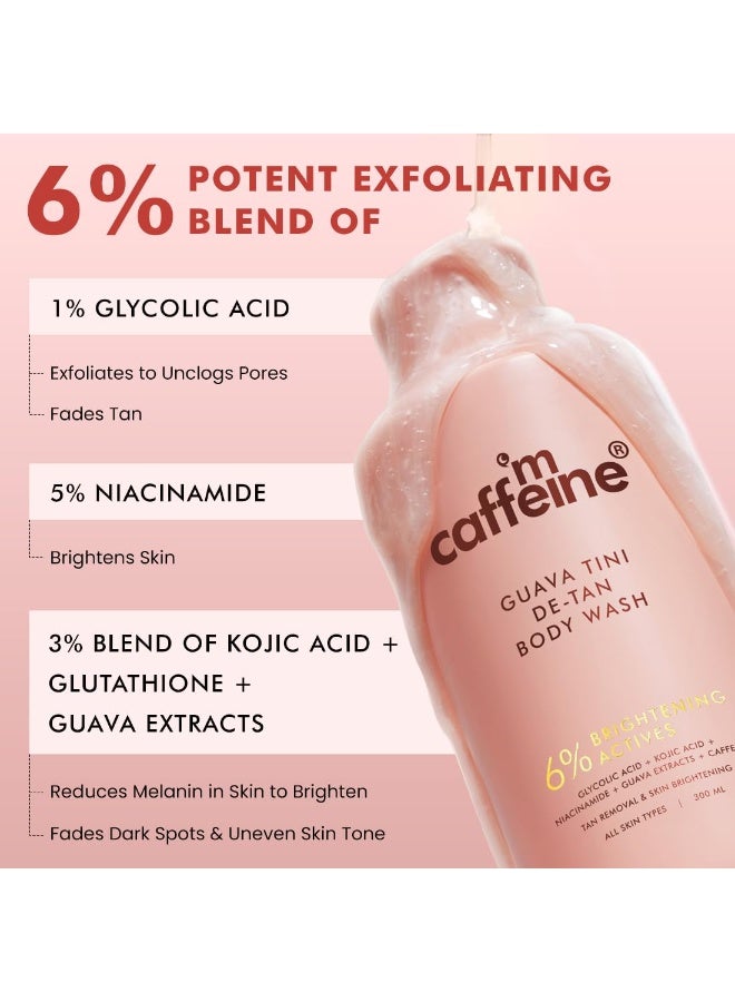 إم كافيين غسول الجسم المقشر والمزيل للتصبغات من إم كافيين (عبوة من قطعتين) | غسول الجسم بنكهة الجوافة والكراميل المقرمش (300 مل × 2) | غني بالنياسيناميد وحمض الساليسيليك وحمض اللاكتيك | يفتح البشرة ويوحد لونها | يقلل من حب الشباب في الجسم | هدية مثالية للرجال والنساء في عيد الميلاد | سلة هدايا عيد الميلاد - Image 2